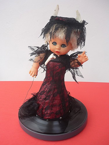 Sculpture titled "Gothic Angie" by Nancy Cardinal, Original Artwork, Mixed Media
