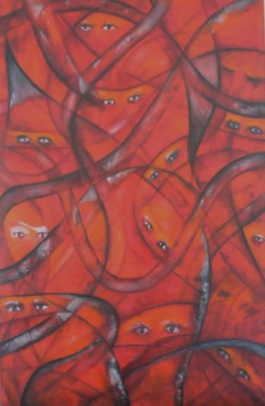 Peinture intitulée "Croisée d'âmes" par Nancy Cardinal, Œuvre d'art originale, Huile