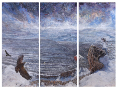Peinture intitulée "Winter 2021 Storm O…" par Nancy Fruchtman (Taya), Œuvre d'art originale, Encaustique Monté sur artwork_c…