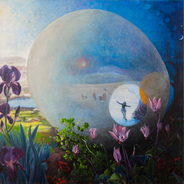 Painting titled "winter egg" by Nancy Fruchtman (Taya), Original Artwork, Acrylic Mounted on artwork_cat.