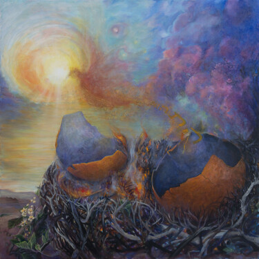Картина под названием "birth-of-the-myth" - Nancy Fruchtman (Taya), Подлинное произведение искусства, Акрил Установлен на ar…