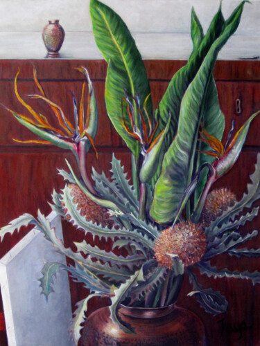 Malerei mit dem Titel "Two Vases: full-and…" von Nancy Fruchtman (Taya), Original-Kunstwerk, Acryl