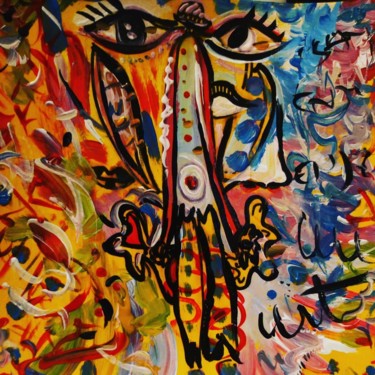 Painting titled "Les yeux noirs - pe…" by Nancy Gabel, Original Artwork, Acrylic