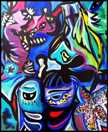 Картина под названием "Jungle" - Nancy Gabel, Подлинное произведение искусства, Акрил