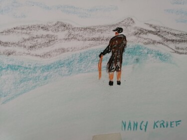 Pittura intitolato "à la montagne" da Nancy Krief, Opera d'arte originale, Pastello