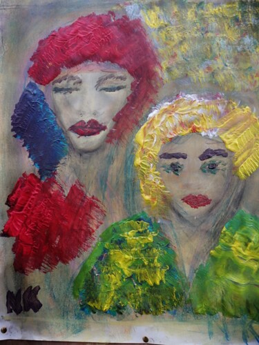 Painting titled "la mère et l'enfant" by Nancy Krief, Original Artwork, Acrylic