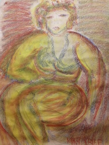 Painting titled "femme colorée, past…" by Nancy Krief, Original Artwork, Pastel