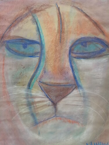 Картина под названием "guépard pastel tend…" - Nancy Krief, Подлинное произведение искусства, Пастель