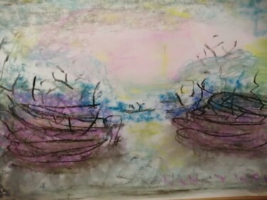 Painting titled "rivages" by Nancy Krief, Original Artwork, Pastel