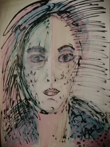 Картина под названием "la beauté triste" - Nancy Krief, Подлинное произведение искусства, Чернила