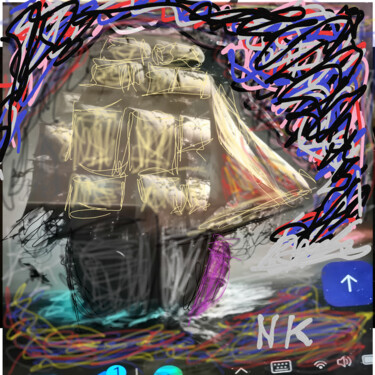 Arts numériques intitulée "Le voilier dans la…" par Nancy Krief, Œuvre d'art originale, Image générée par l'IA