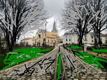 Digitale Kunst getiteld "La belle église de…" door Nancy Krief, Origineel Kunstwerk, Digitaal Schilderwerk