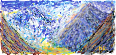 Artes digitais intitulada "La montagne est bel…" por Nancy Krief, Obras de arte originais, Pintura digital
