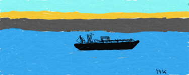Digitale Kunst mit dem Titel "Le bateau entre les…" von Nancy Krief, Original-Kunstwerk, Digitale Malerei