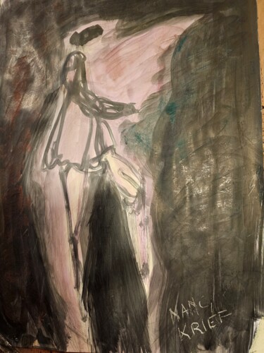 Peinture intitulée "La danseuse sort de…" par Nancy Krief, Œuvre d'art originale, Encre