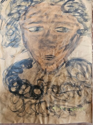Peinture intitulée "une femme dans sa s…" par Nancy Krief, Œuvre d'art originale, Encre Monté sur Autre panneau rigide
