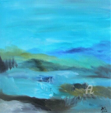 Painting titled "PAYSAGE 1320" by Nancy Lopez, Original Artwork, Oil