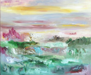 Painting titled "PAYSAGE 2818" by Nancy Lopez, Original Artwork, Oil Mounted on Wood Stretcher frame