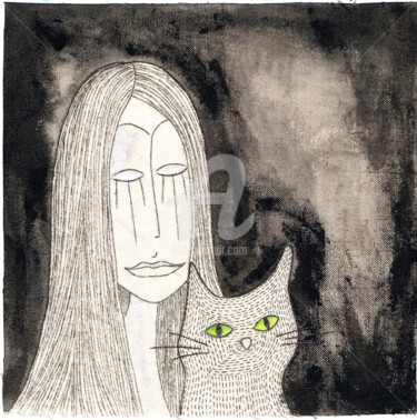Картина под названием "Suaire chat" - Nancy Van Reeth, Подлинное произведение искусства, Другой
