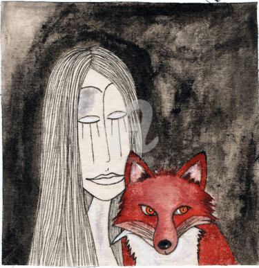 Peinture intitulée "Suaire renard" par Nancy Van Reeth, Œuvre d'art originale, Autre