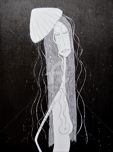 Peinture intitulée "Eva Medusa" par Nancy Van Reeth, Œuvre d'art originale, Encre