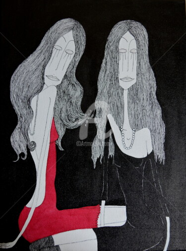 Peinture intitulée "Lucie & Miette" par Nancy Van Reeth, Œuvre d'art originale
