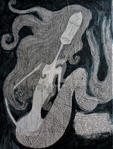 Peinture intitulée "La petite sirène" par Nancy Van Reeth, Œuvre d'art originale