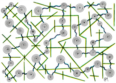 Desenho intitulada "Integrated Circuitry" por Nancy A-Mechrek, Obras de arte originais, Pastel