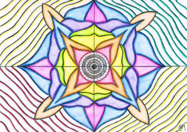 Dessin intitulée "The Sacred Flower" par Nancy A-Mechrek, Œuvre d'art originale, Crayon