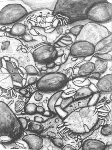 Dibujo titulada "Encuentro entre mar…" por Nancy Ordoñez  Del Villar, Obra de arte original