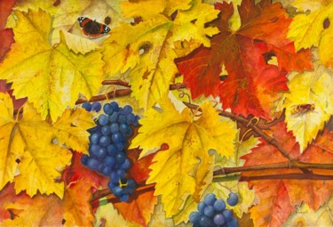 Peinture intitulée "Vite in autunno" par Nando Danielli, Œuvre d'art originale, Aquarelle