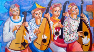 Painting titled "Folclore da Ucrânia" by Nando Ribeiro, Original Artwork, Oil