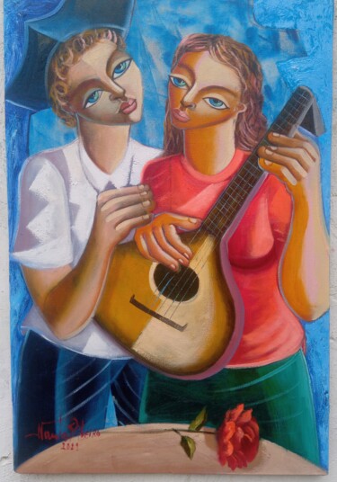 Pintura intitulada "Casal" por Nando Ribeiro, Obras de arte originais, Óleo