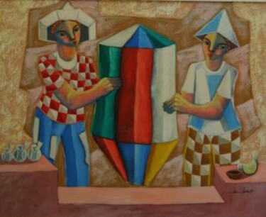 Painting titled "MENINOS  SOLTANDO B…" by Nando Ribeiro, Original Artwork