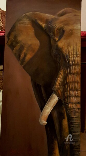 Painting titled "éléphant" by Nanè Ayrunts, Original Artwork
