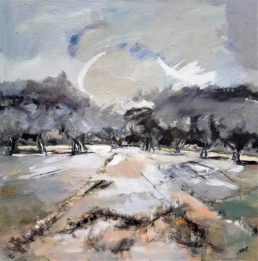 Peinture intitulée "Les champs au bord…" par Nane, Œuvre d'art originale, Acrylique Monté sur Châssis en bois