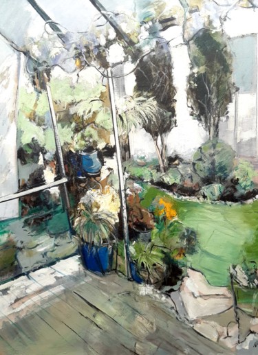 Peinture intitulée "Mon jardin 2" par Nane, Œuvre d'art originale, Acrylique Monté sur Châssis en bois
