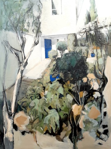 Peinture intitulée "Mon jardin 3" par Nane, Œuvre d'art originale, Acrylique Monté sur Châssis en bois