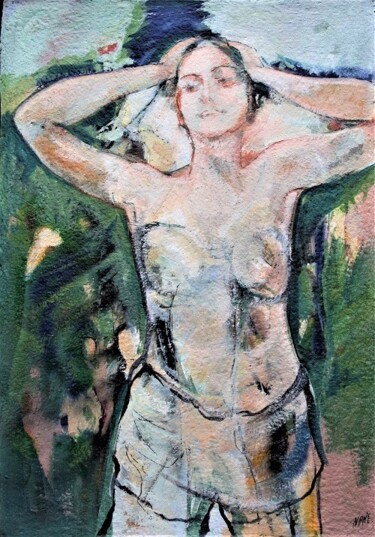 Peinture intitulée "Femme aux bras levés" par Nane, Œuvre d'art originale, Acrylique Monté sur Châssis en bois