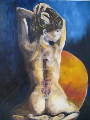Peinture intitulée "femme lunaire" par Nadine Pizzinato, Œuvre d'art originale, Acrylique