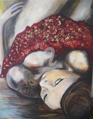 Peinture intitulée "femme dans ses reves" par Nadine Pizzinato, Œuvre d'art originale, Acrylique