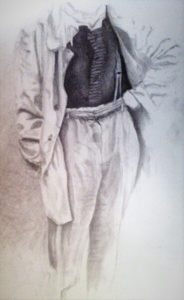 Drawing titled "Homme" by Nina-Jeanne, Original Artwork, Conté