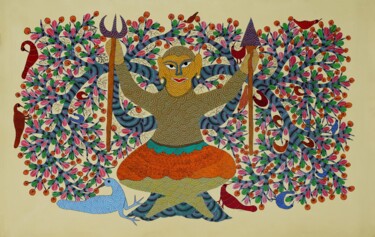 Картина под названием "Gond Painting  ( GO…" - Nankusiya Shyam, Подлинное произведение искусства, Акрил