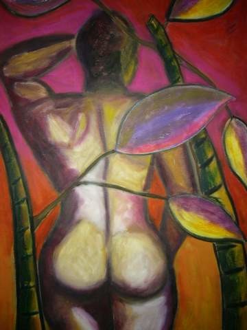 Pintura titulada "mujer de espalda" por Fernando Millares Basadre, Obra de arte original