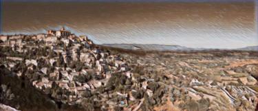 Gordes vue panoramique - divers Digitale Kunst getiteld "Gordes vue panorami…" door Nanny Silvestre, Origineel Kunstwerk, Foto Montage