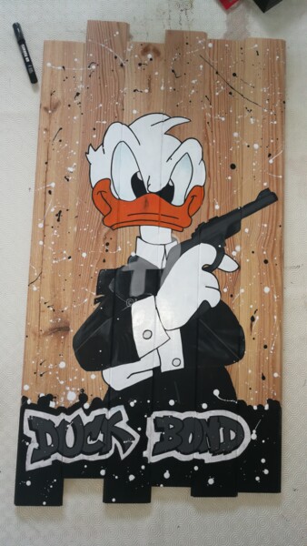 Painting titled "Duck Bond" by Nanoab, Original Artwork, Acrylic
