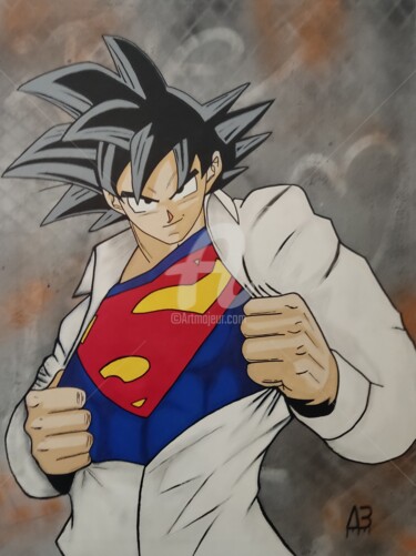 Painting titled "S Goku" by Nanoab, Original Artwork, Acrylic