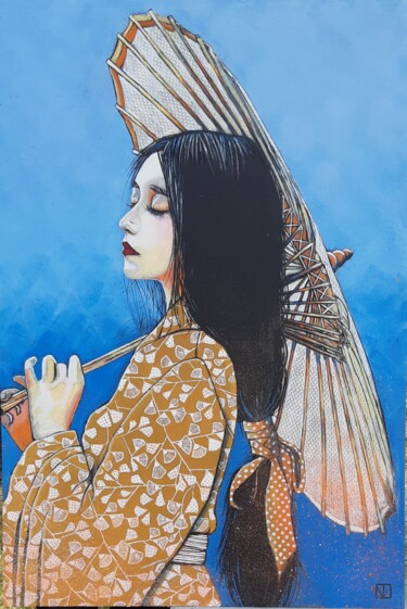 Pittura intitolato "L OMBRELLE" da Nanou, Opera d'arte originale, Acrilico Montato su Telaio per barella in legno