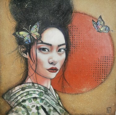 Painting titled "MIKO" by Nanou, Original Artwork, Acrylic Mounted on Wood Stretcher frame