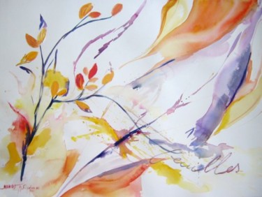 Peinture intitulée "feuilles" par Nanou, Œuvre d'art originale, Huile